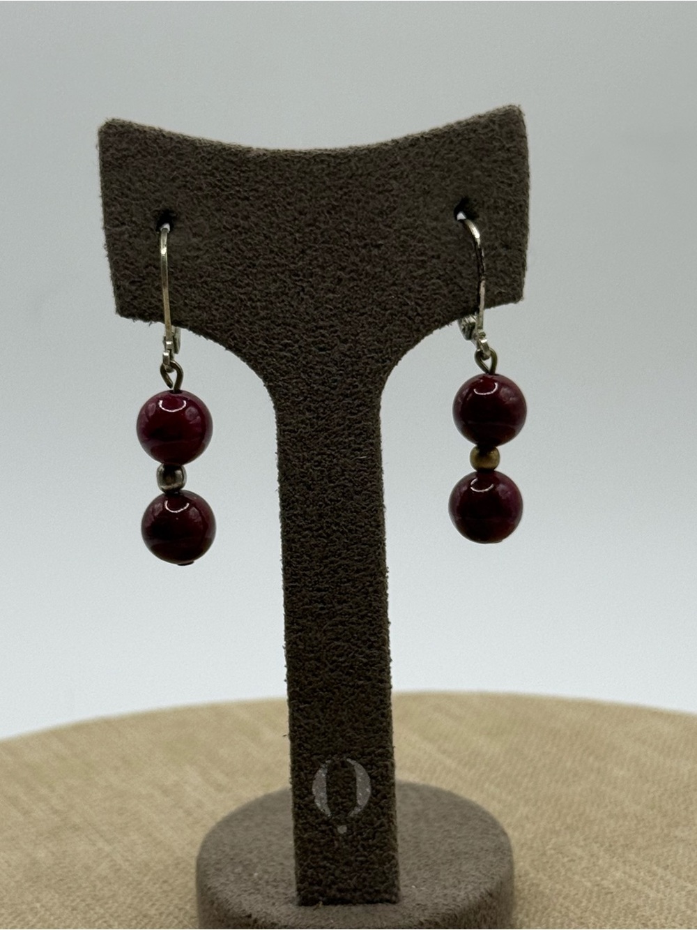 Handcrafted Ruby  Bead Drop Earrings